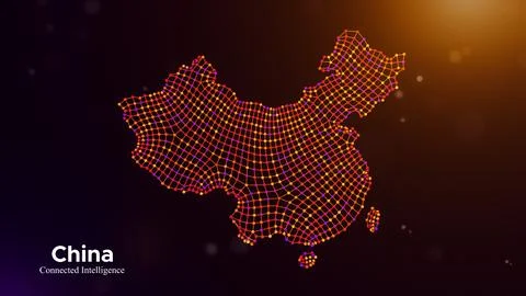 China Connected Intelligence Technology Network Map Concept Illustrazione stock