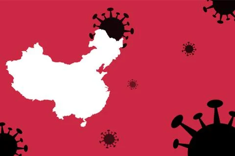 China corona virus update with  map on corona virus background,report new cas Stock Illustration