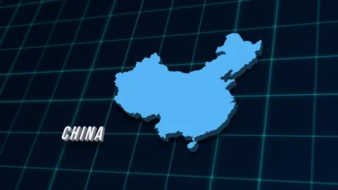 China country map 3d digital animation on coordinates grid intro. 4K news opener Stock-Footage 280324825