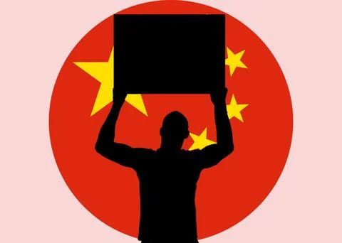 China covid zero, lockdown protests. Coronavirus danger and civil protest Stock Illustration