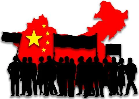 China covid zero, lockdown protests. Coronavirus danger and civil protest Stock Illustration