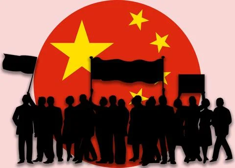 China covid zero, lockdown protests. Coronavirus danger and civil protest Stock Illustration