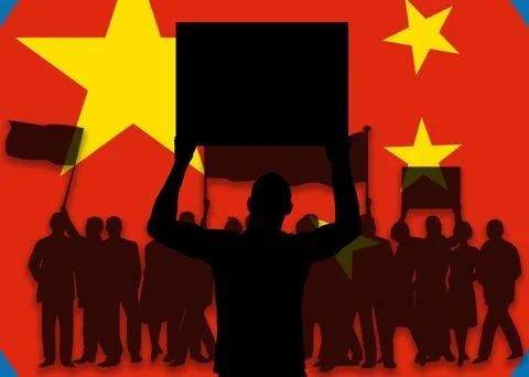 China covid zero, lockdown protests. Coronavirus danger and civil protest Stock Illustration