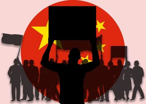 China covid zero, lockdown protests. Coronavirus danger and civil protest Stock Illustration