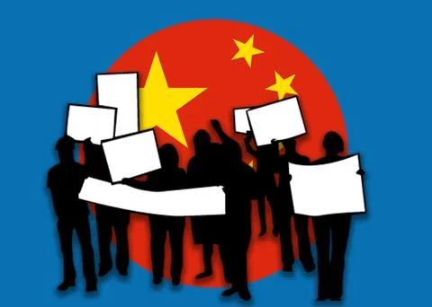 China covid zero, lockdown protests. Coronavirus danger and civil protest Stock Illustration