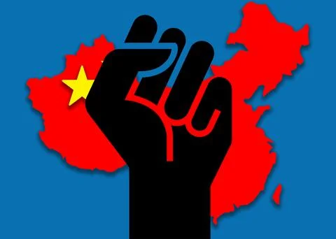 China covid zero, lockdown protests. Coronavirus danger and civil protest Stock Illustration