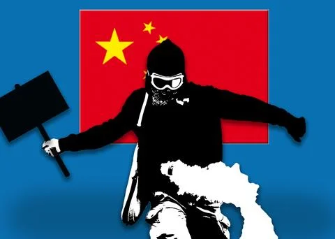 China covid zero, lockdown protests. Coronavirus danger and civil protest Stock Illustration