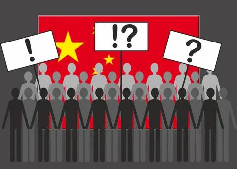China covid zero, lockdown protests. Coronavirus danger and civil protest Stock Illustration