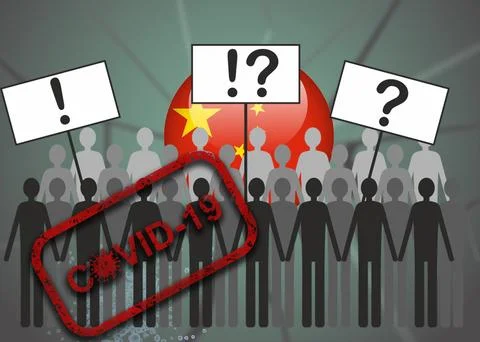 China covid zero, lockdown protests. Coronavirus danger and civil protest Stock Illustration