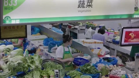 China CPI increases 0.7% year-on-year in September, CHINA, CN - 14 Oct 2021 Stock Footage 204065696