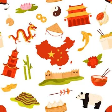 China Culture Seamless Pattern Vector Illustration Stock Illustration