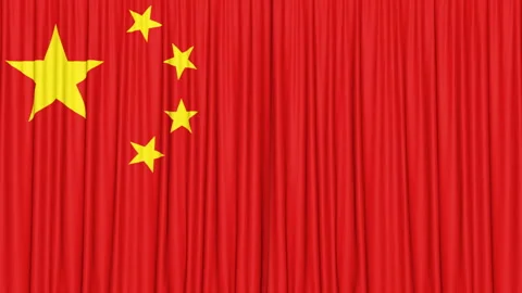 China Curtain Flag Animation, Loop Video stock 263085803
