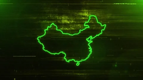 China Digital Futuristic Glitch Map Video stock 333604094