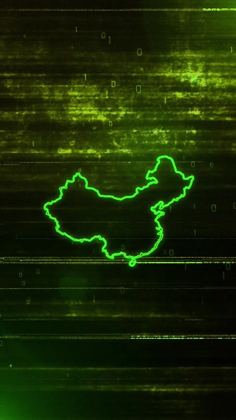 China Digital Futuristic Glitch Map Stock Footage 334592516