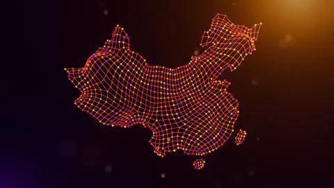 China Digital Network Map With Futuristic Data Connections Stock Illustration