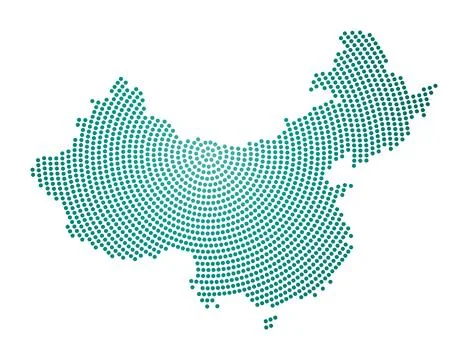 China dotted map. Digital style shape of China. Tech icon of the country wi.. Stock Illustration