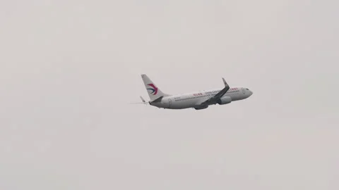 China Eastern Airlines take off, side view Stock Footage 314618789
