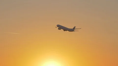 China Eastern airplane A330 taking off at sunset Stock Footage 106385210