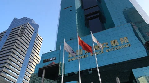 China economy, Shenzhen stock exchange office, composite index Stock Footage