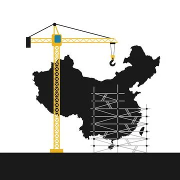 China as emerging and developing country and state. Boom of construction inve Stock Illustration