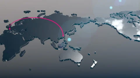 China to England connection world map animation Video stock 155235410