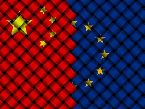 China EU interwoven flags illustration Stock Illustration