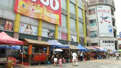China fast food stalls Stock Footage