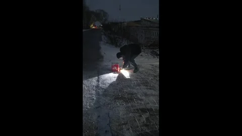 China: Firecracker mishap during snowy weather in Jilin, China Stock-Footage 330195631