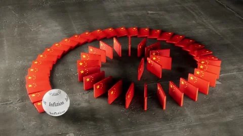 China Flag - Affected by Inflation Video stock 321482904