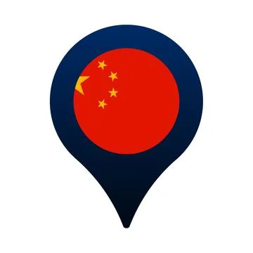 China flag and map pointer icon. National flag location icon vector design, g Stock Illustration