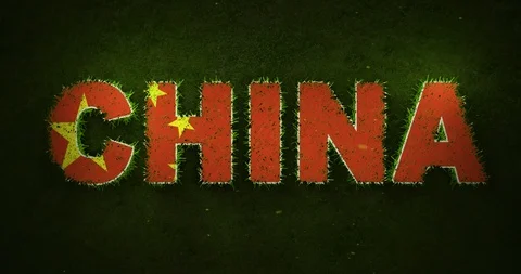 China Flag is Appearing Over Growing Grasses Stock Footage 101744793