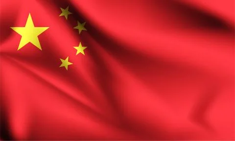 China flag blowing in the wind. part of a series. China waving flag. Stock Illustration