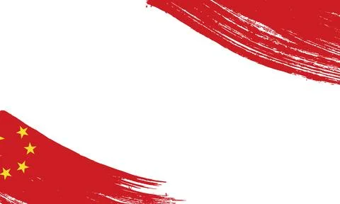 China Flag with Brush Stroke Effect, Grunge brush stroke. Watercolor painti.. Stock Illustration