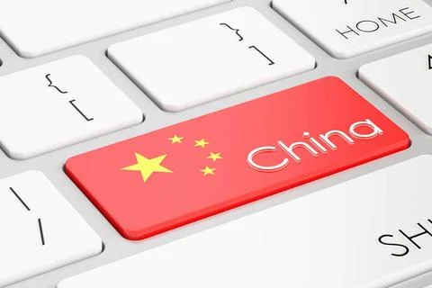 China flag button on keyboard, 3D rendering China flag button on keyboard,... Stock Photos
