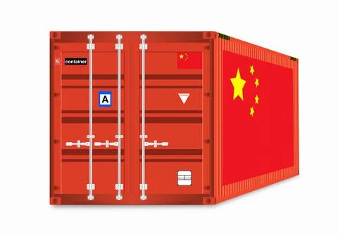 China flag Cargo container isolated on white background 库存插图