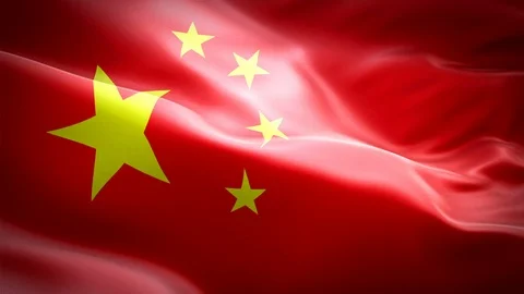 China Flag of Chinese closeup or close up waving in the wind loop animation Stock Footage 127570153