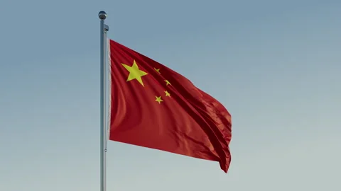 China Flag: Cinematic Loopable Motion with Blue Sky in 4K ProRes 422 HQ Stock Footage 267465339