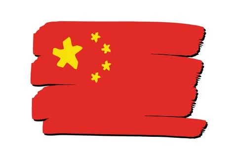China Flag with colored hand drawn lines in Vector Format Stock Illustration