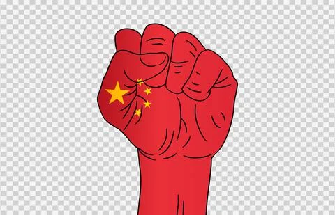 China flag colored hand isolated on png or transparent  background, Symbols o Stock Illustration