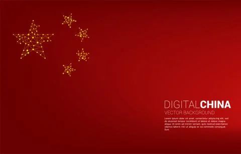 China flag from dot line polygon. Concept for China financial and banking. Stock Illustration