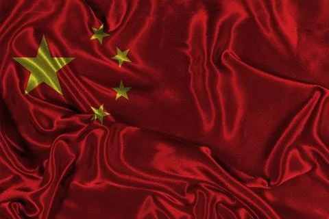 China Flag Draped Silk Texture With Gold Stars — National Colors And Symbolic Em Stock Photos