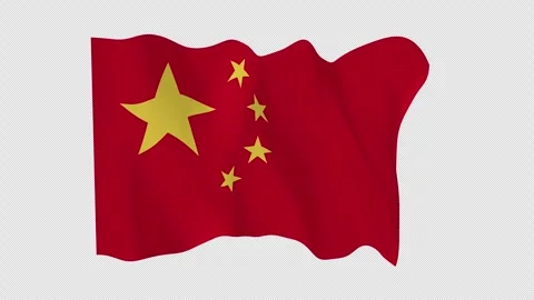 China Flag Fluttering Elegant Transparent Overlay Video stock 342333075