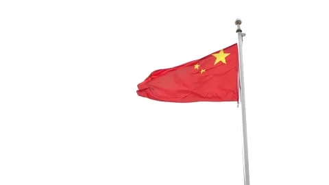 China flag flying on white background Stock Footage 150775490