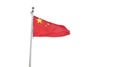 China flag flying on white background Video stock 150775503