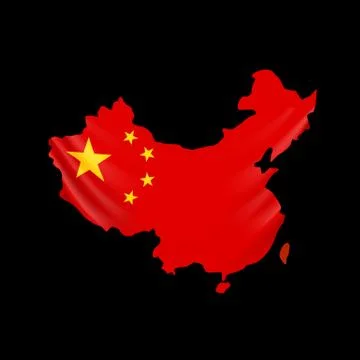 China flag in form of map. People Republic of China. National flag concept. Stock Illustration