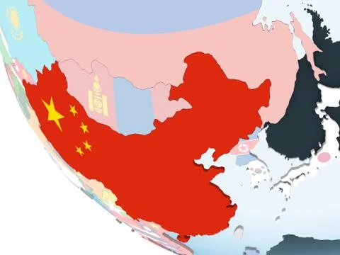 China with flag on globe Stock Illustration