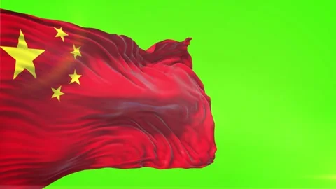China Flag in Green Screen Stock Footage 328528956