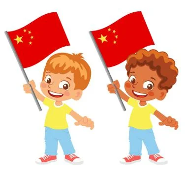 China flag in hand set Stock Illustration