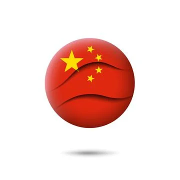China flag icon in the shape of circle. Vector symbol, icon, round button Illustrazione stock