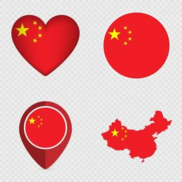 China Flag Icons Pack. Vector illustration. Stock Illustration